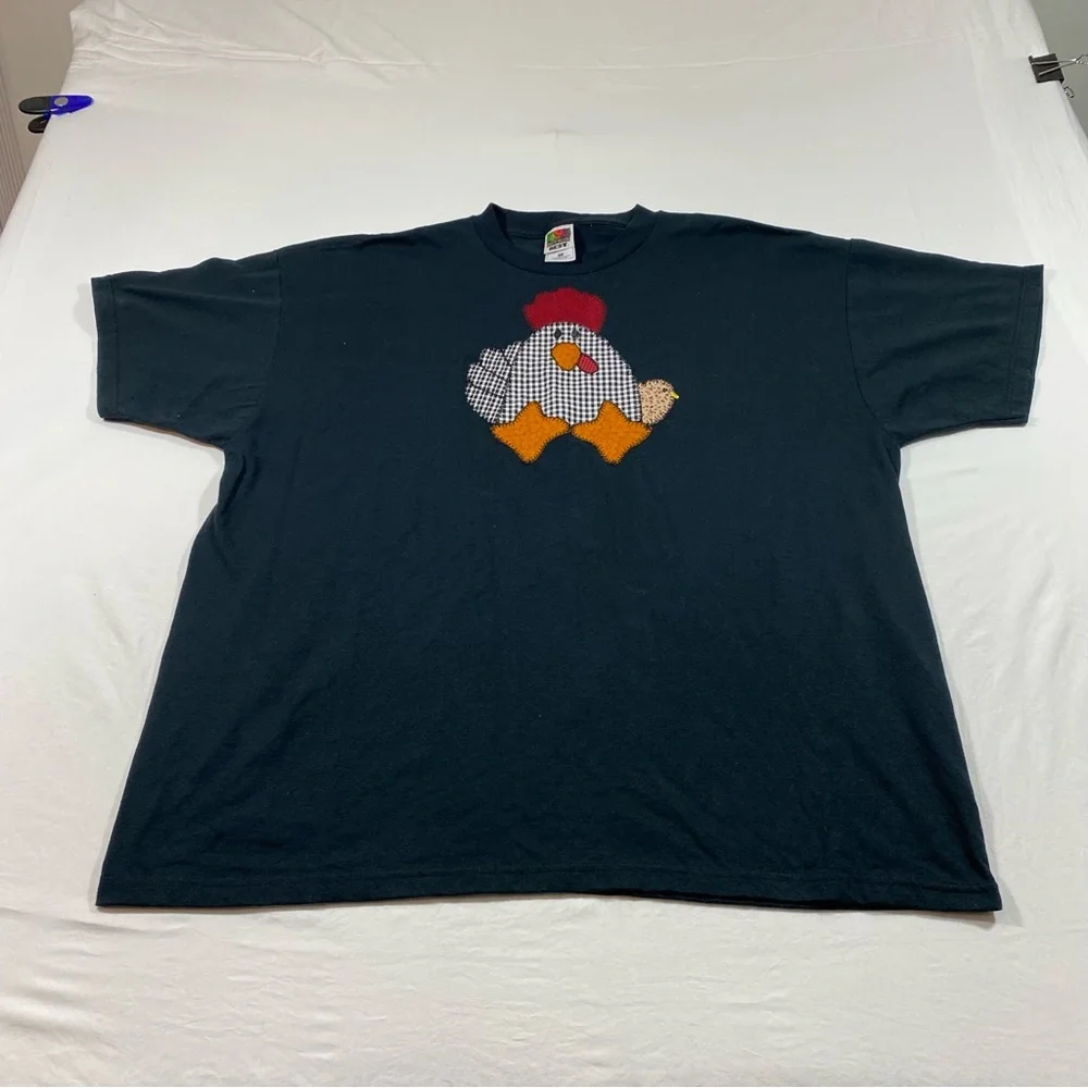 Fruit of the loom Vintage Barnyard Chicken  Plaid Shirt Patchwork Checkered XXL - Picture 8 of 9